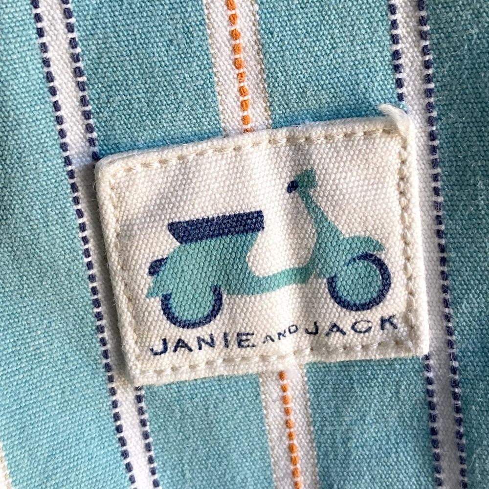Janie and Jack Cotton Striped Shortalls Overalls Size 6-12 Months - Picture 7 of 8